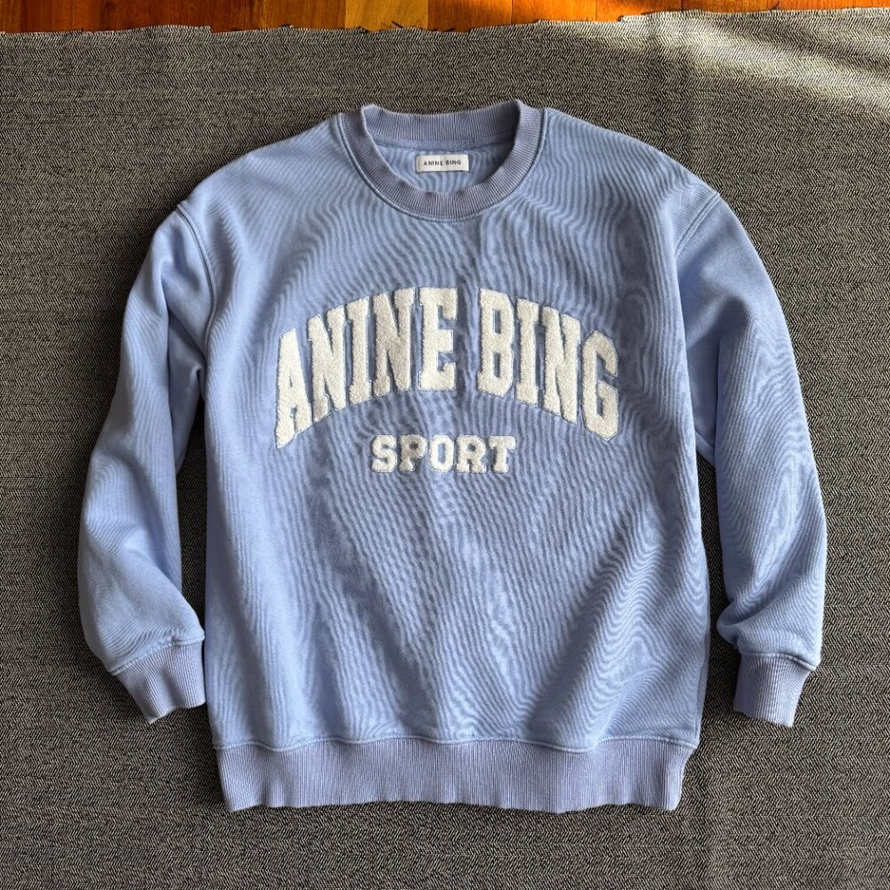 Anine Bing Tyler Sweatshirt Light Blue/White - Picture 6 of 17